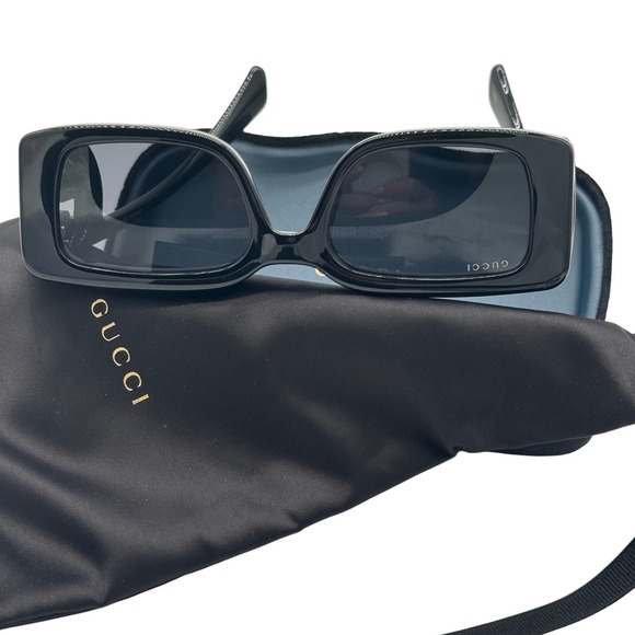 Gucci Rectangular Sunglasses Interlocking‎ G Logo Black Fashion GG1325S - Picture 2 of 14